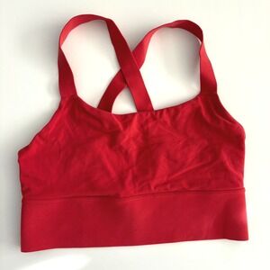 Athleta Red Sports Bra Medium Strappy Racerback Workout Fitness Small Athletic